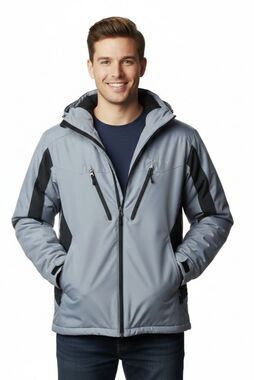 Columbia Mens Coat Gray & Black Hooded Softshell Jacket Antimony IV Winter